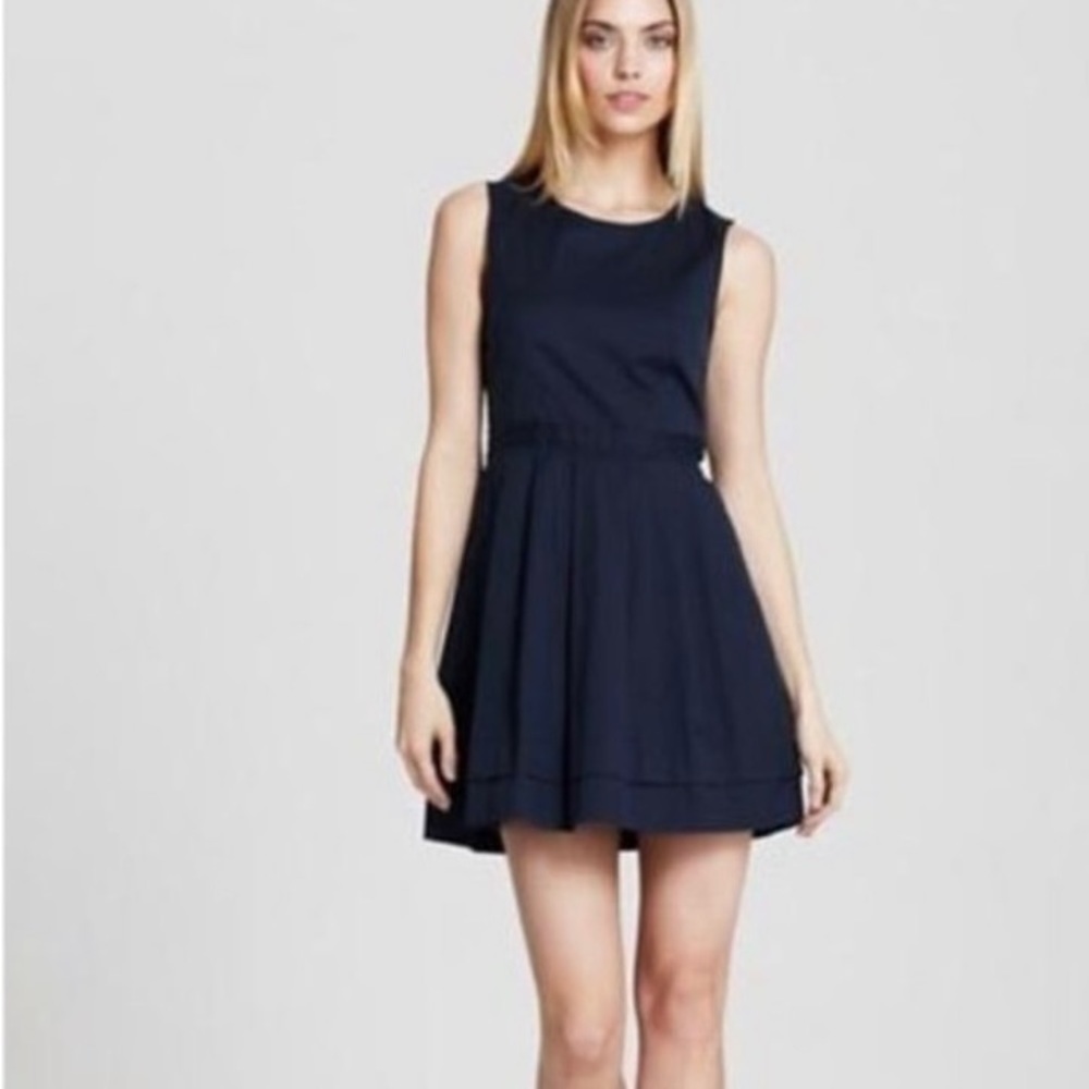 THEORY Calyxa Navy Pleated Dress Sz 2